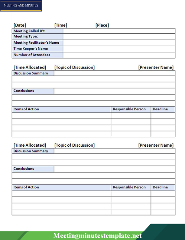 Minutes Of Meeting Template With Action Items Email