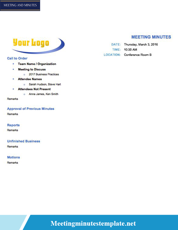 Meeting Minutes Template Word Doc