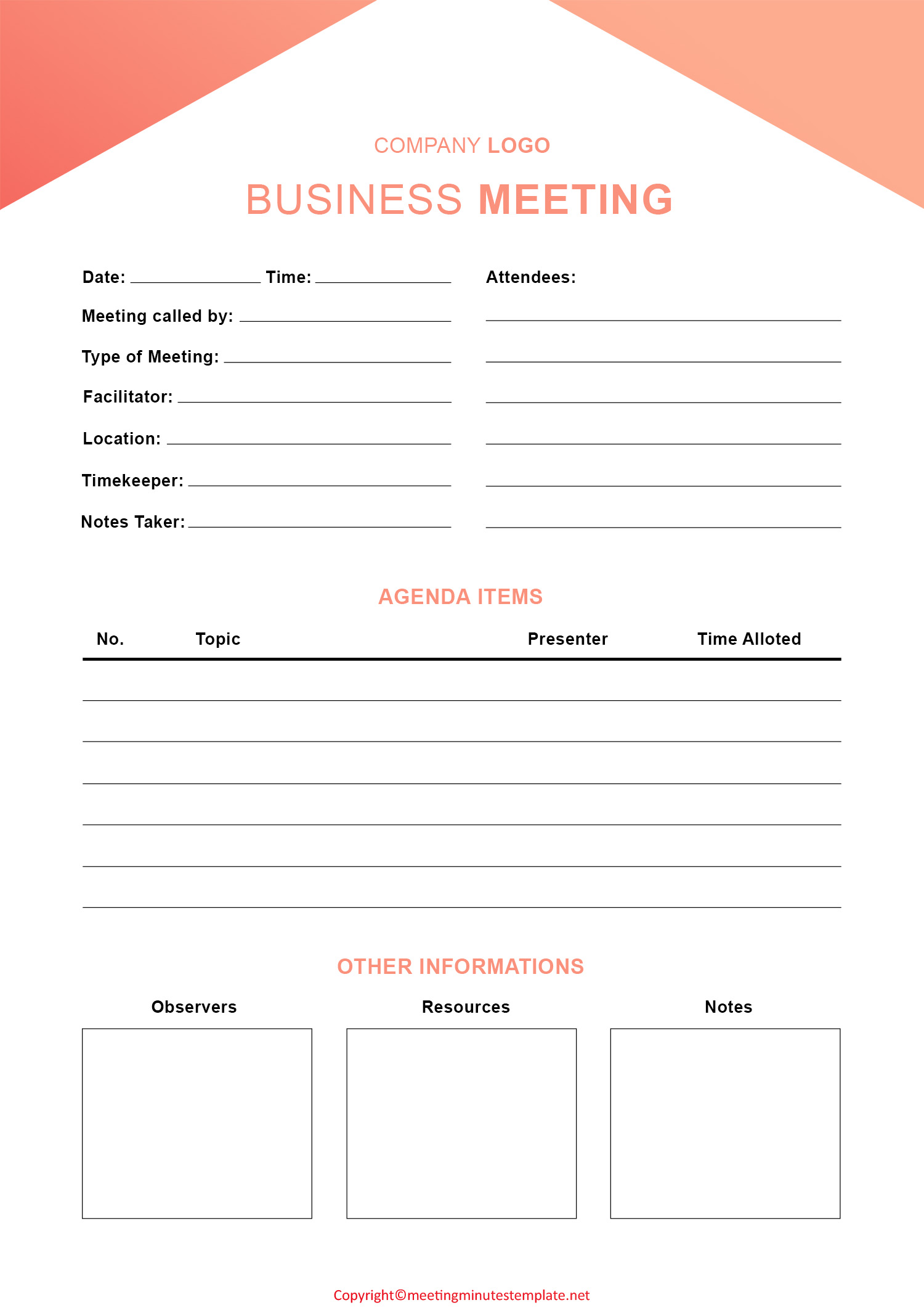 business meeting minutes template